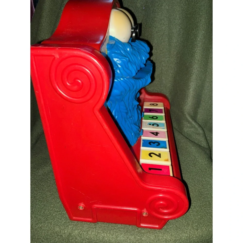 Vintage Kids Sesame Street Cookie Monster Toy Piano OS Red 1976